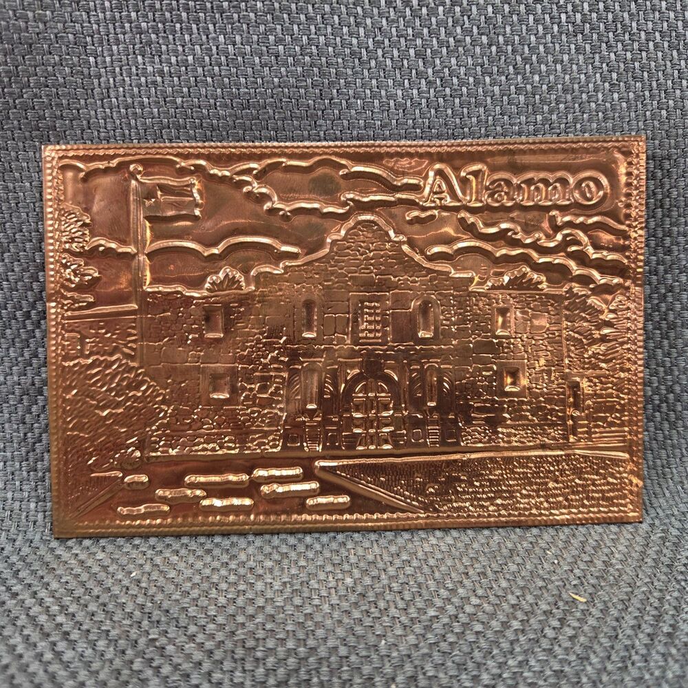 Vintage Kopper Kard Co The Alamo San Antonio Texas Embossed Copper Postcard